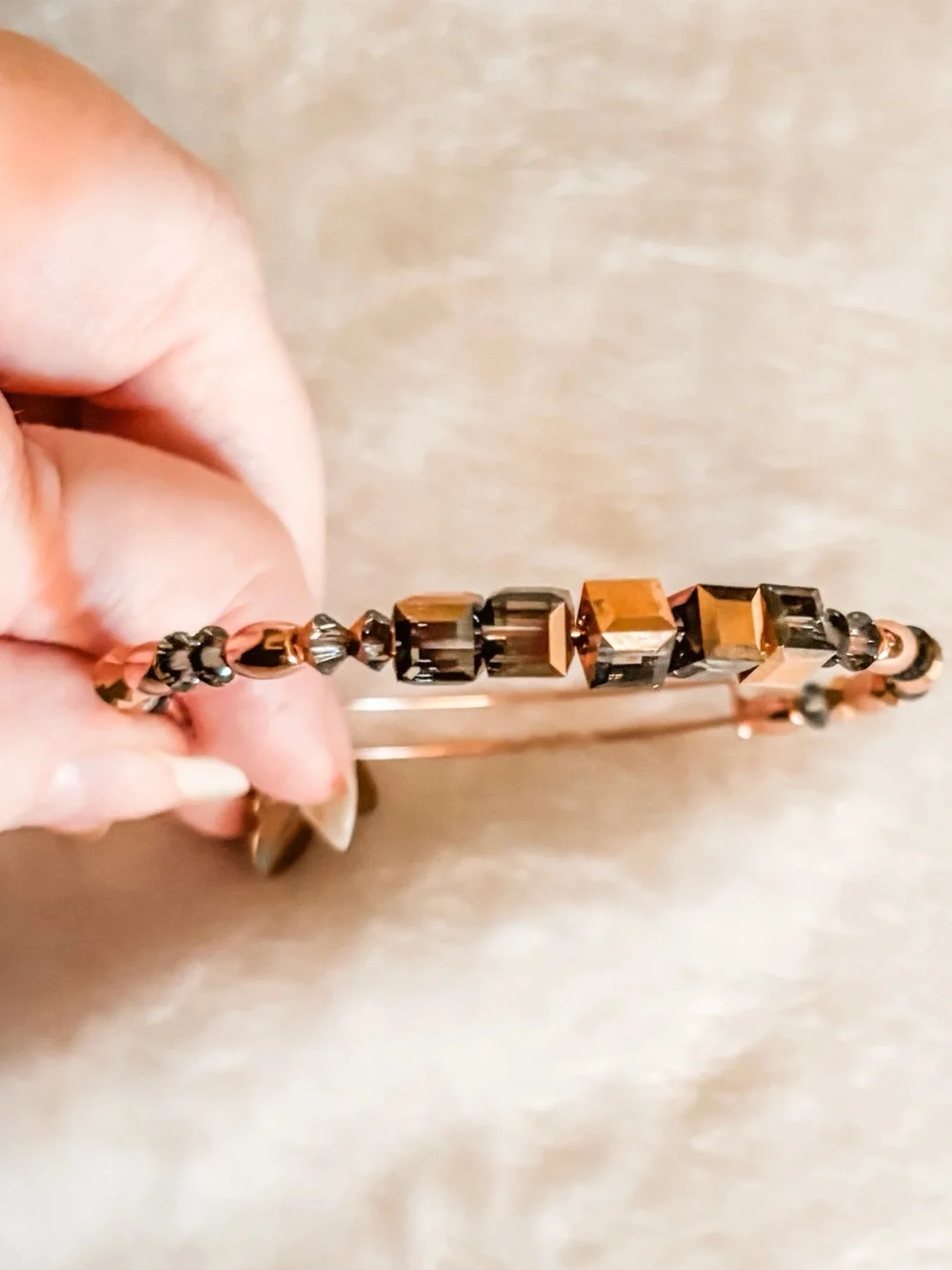Alex and Ani Crown Beaded Bangle Bracelet - Rose Gold